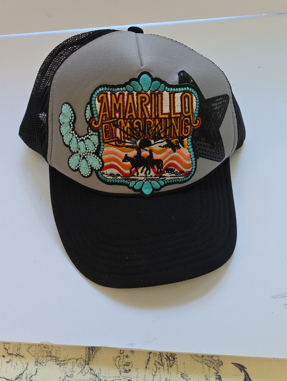 Embroidered Black & Gray Trucker Hat